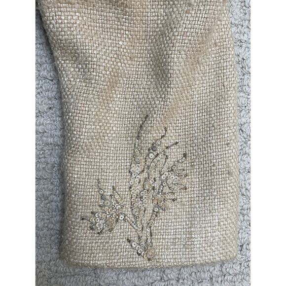 Ralph Lauren Purple Label Beige Silk Beaded Jacket 12 Button Front - Picture 10 of 15